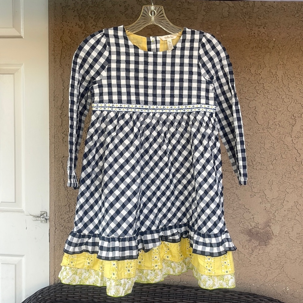 Matilda Jane Girl Dress Gingham & Giggles Textured Sz 8